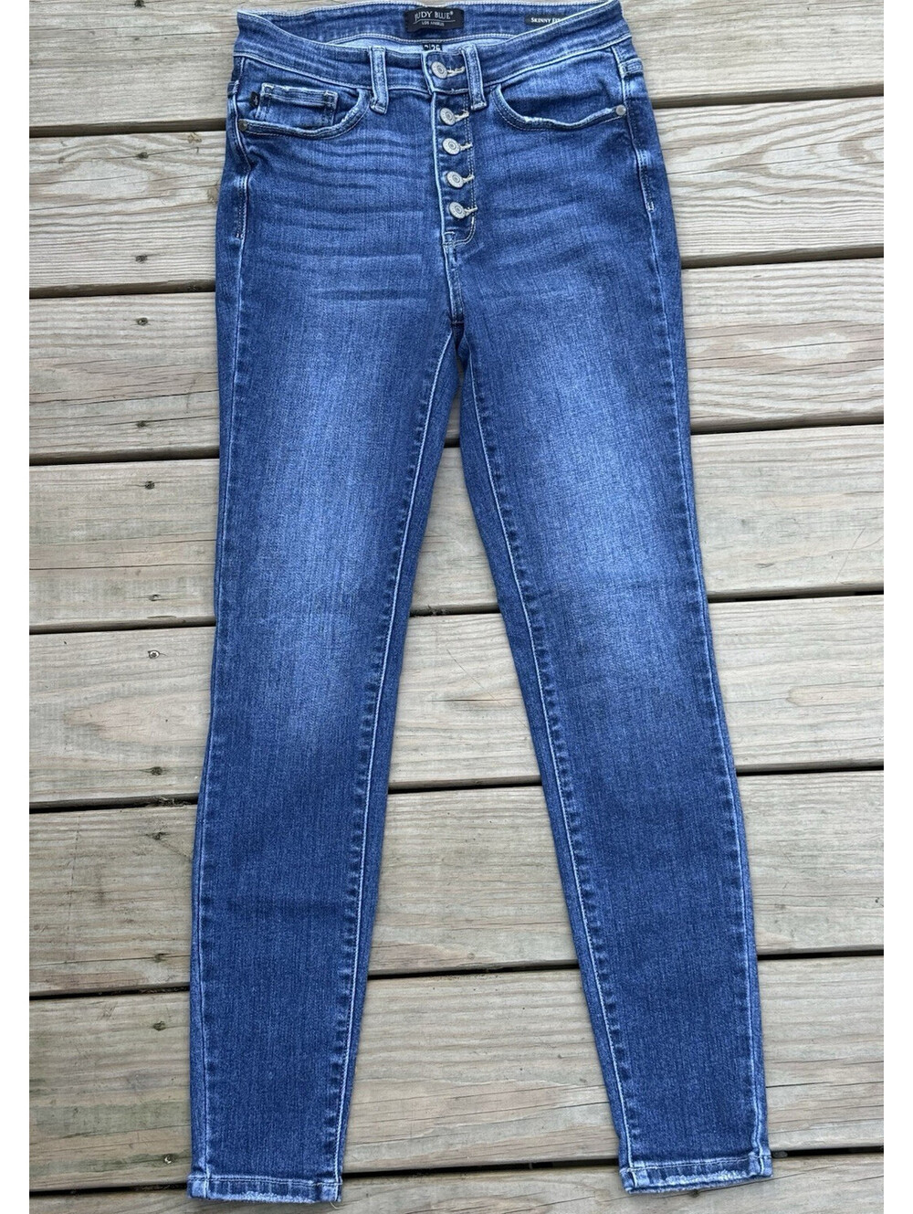 Judy Blue Skinny Jeans Womens Size 3/26 Medium Wash High Rise Button Fly Stretch